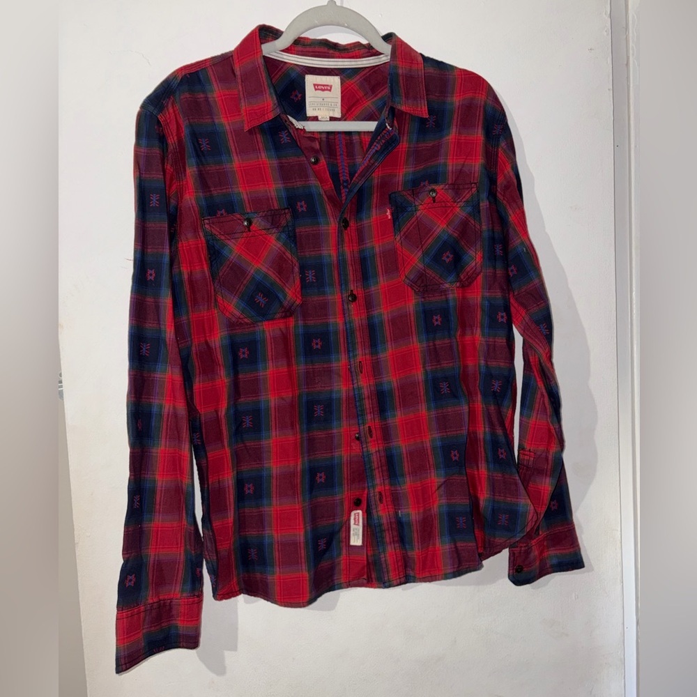Levi's Red and Blue Plaid Button Down Shirt